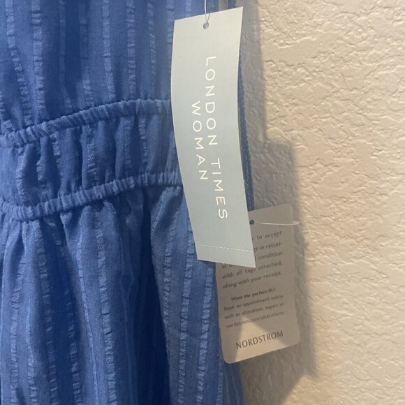 London Times Dress Womens Plus 1X Blue Striped Sleeveless Coastal Ladies NWT - Picture 6 of 11